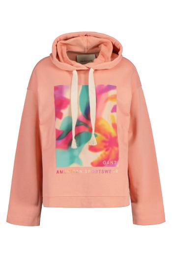 MIKINA GANT RELAXED FLORAL GRAPHIC HOODIE GUAVA ORANGE