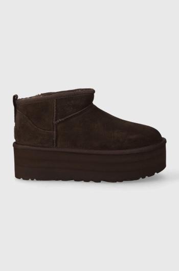 Semišové sněhule UGG Classic Ultra Mini Platform hnědá barva, 1135092