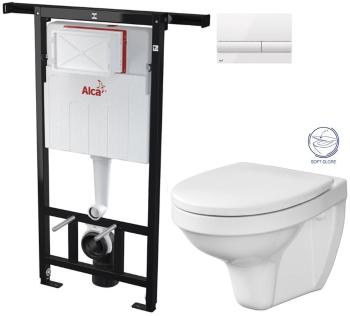 ALCADRAIN Jádromodul předstěnový instalační systém s bílým tlačítkem M1710 + WC CERSANIT DELFI + SOFT SEDÁTKO AM102/1120 M1710 DE2