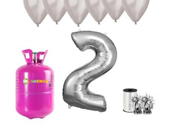 HeliumKing Helium párty set na 2. narozeniny se stříbrnými balónky