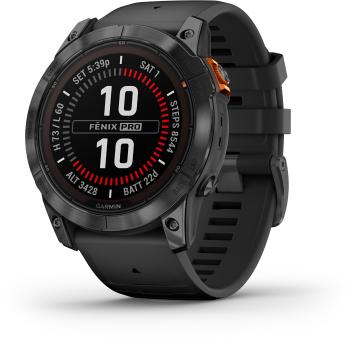 Garmin Garmin fenix 7X PRO Solar + Hărți Topo Czech PRO - Gray / Black Silicone Band (010-02778-01)