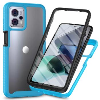 DUAL Obojstranný kryt s fóliou Motorola Moto G13 / G23 svetlomodrý