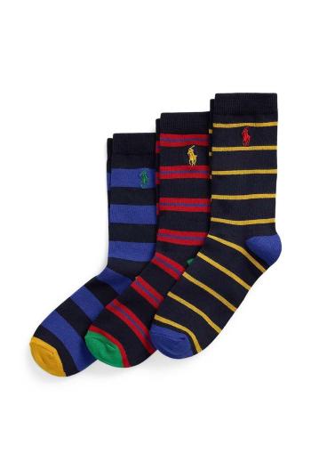 Dětské ponožky Polo Ralph Lauren 3-pack tmavomodrá barva, 444960172001