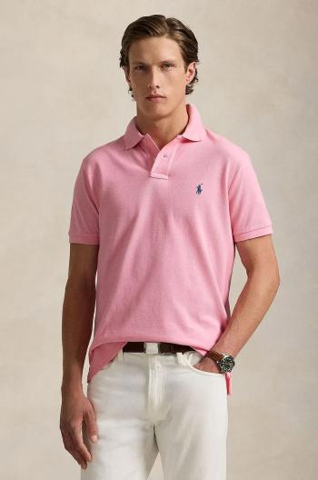 Bavlněné polo tričko Ralph Lauren růžová barva, 710536856