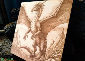 Gravírozott fantázia kép - sárkány