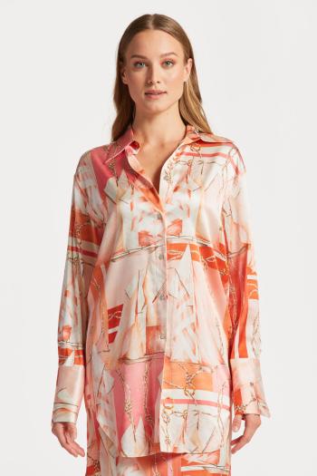 KOŠILE GANT RELAXED SAILING PRINT SILK SHIRT PUMPKIN ORANGE