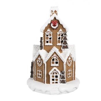 Hnědá svítící perníková chaloupka Gingerbread House - 20*20*32 cm 6PR4310