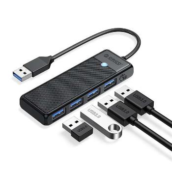 Orico USB3.0 Hub - PAPW4A-U3-015-BK (4 port, Bemenet: USB-A, Kime...