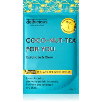 delhicious COCO-NUT-TEA FOR YOU COCONUT BLACK TEA hydratační tělový peeling pro suchou a citlivou pokožku 100 g