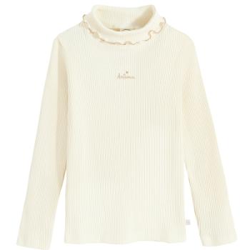 Žebrovaný rolák s nápisem- krémový - 110 OFF WHITE