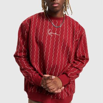 Svetr Karl Kani Small Signature Ziczac Pinstripe Crewneck dark red/off white - M