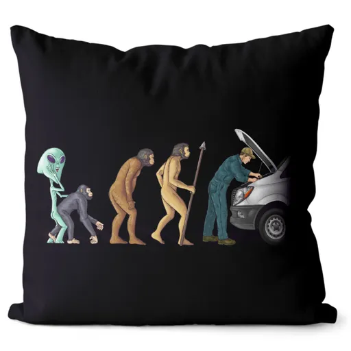 Polštář Evoluce – automechanik (Velikost: 40 x 40 cm)