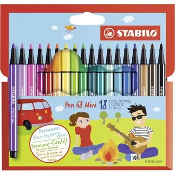 STABILO Pen 68 Mini kartonové pouzdro 18 barev (4006381379694)