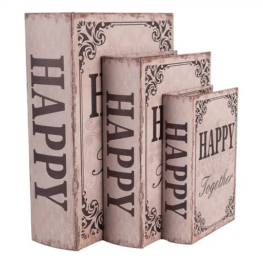 3ks úložný box kniha Happy Together - 27*22*7 / 22*17*6 / 17*12*4 cm Clayre & Eef