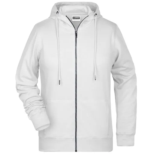 James & Nicholson (Daiber) Dámská mikina na zip z biobavlny 8025 - Bílá | XL