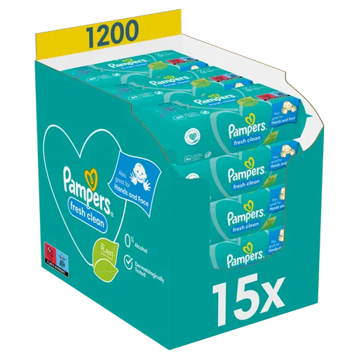 Pampers Fresh Clean vlhčené ubrousky 15x80 ks