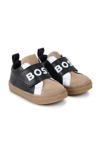 Kojenecké kožené sneakers boty BOSS černá barva, J51342