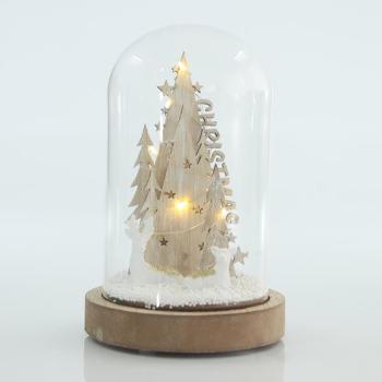 Eurolamp Skleněná kupole s jedlemi, 12 x 12 x 20 cm, 1 ks