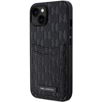 Karl Lagerfeld Saffiano Monogram Card Slot Zadní Kryt pro iPhone 13 Black (KLHCP13MSAKLHPPK)