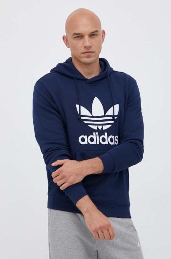 Bavlněná mikina adidas Originals pánská, tmavomodrá barva, s kapucí, s potiskem