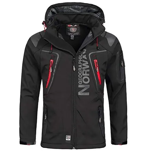 GEOGRAPHICAL NORWAY TECHNO HOODIE Pánská softshellová bunda, černá, velikost
