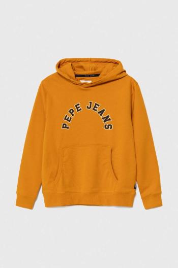 Dětská mikina Pepe Jeans oranžová barva, s kapucí, s potiskem