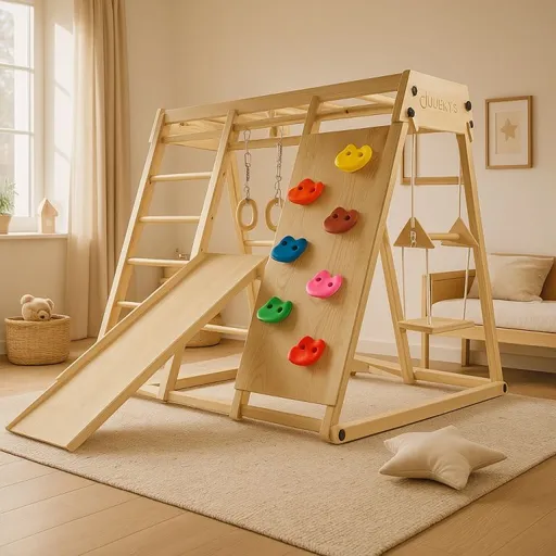 Dětské vnitřní dřevěné hřiště se skluzavkou, skládací  velké