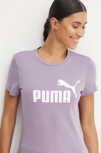 Dětské bavlněné tričko Puma fialová barva