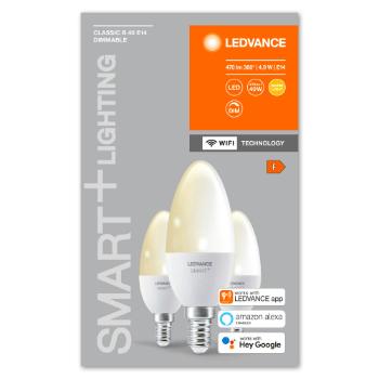 LED lámpa , égő , 3 x E14 , 3 x 4.9W , meleg fehér , dimmelhető , LEDVANCE Smart+ WIFI