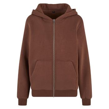 Build Your Brand Hebká dámská mikina na zip Fluffy - Čokoládová | XS