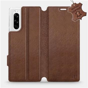 Flip pouzdro na mobil Sony Xperia 5 - Hnědé - kožené -  Brown Leather (5903516058334)