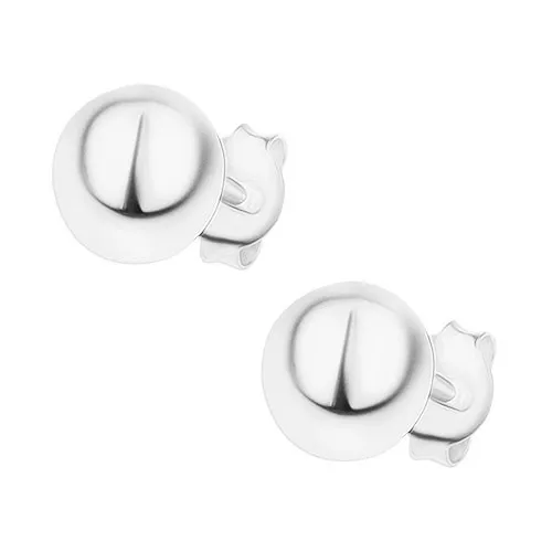 Puzetové náušnice ze stříbra 925, hladká polokoule se zrcadlovým leskem