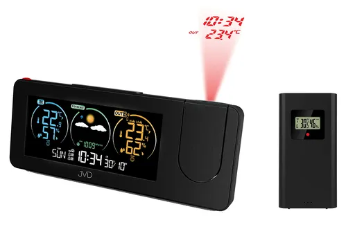 JVD Rádiem řízená meteostanice s projektorem a budíkem RB3538.1