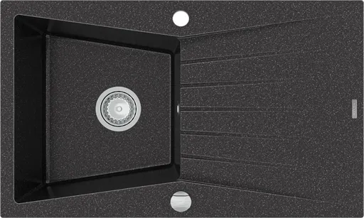 MEXEN Cesar granitový dřez 1-mísa dřez s odkapávač 775x470 mm, černá mottled 6514771010-76