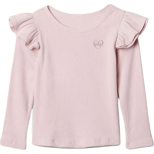 GAP V-JPN LONGSLEEVE BABY Dívčí triko, růžová, velikost 2Y