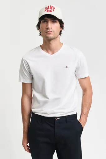 TRIČKO GANT SLIM SHIELD V-NECK T-SHIRT WHITE
