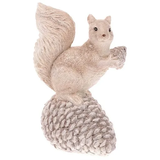 Zimní dekorace Veverka se šiškou, polyresin