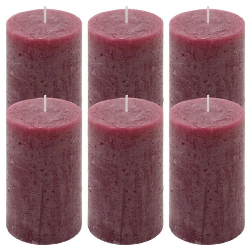 Bordó parafínová svíčka rustikální 11,5 cm, 40 h, sada 6 ks