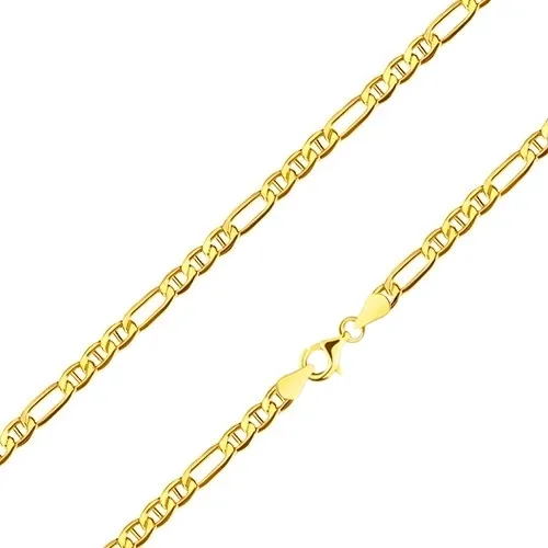 Zlatý řetízek 585 - podlouhlé očko, tři oválná očka s tyčinkami, 500 mm