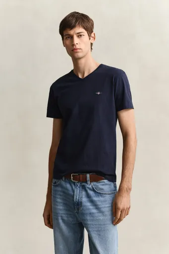 TRIČKO GANT SLIM SHIELD V-NECK T-SHIRT EVENING BLUE