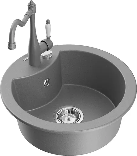 MEXEN/S Diego granitový dřez 1-miska včetně baterie Carla, šedá 6512-71-670700-71