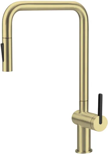 DEANTE Momi broušená zlatá Kuchyňská baterie, s vytahovací hubicí BKM_R73N