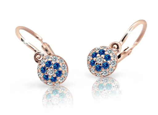 Cutie Jewellery Dětské náušnice z růžového zlata C2150-10-X-4 modrá