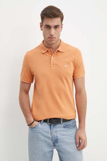 Bavlněné polo tričko United Colors of Benetton oranžová barva