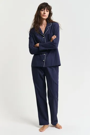 PYŽAMO GANT SATIN STRIPE PAJAMA SET GB EVENING BLUE