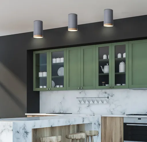 Šedo-dřevěná stropní lampa 8,8x15cm trubice