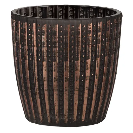 Skleněný vroubkovaný svícen Zhanna M - Ø 9*9 cm Clayre & Eef