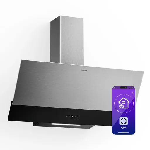 Klarstein Verosteel digestoř, Elegantní, minimalistická, výkonná, Energetická třída A, 624 m³/h, 90 cm