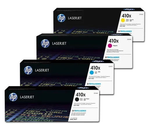HP CF410X, CF411X, CF412X, CF413X - originální toner HP 410X, černý + barevný, 6500/3x5000