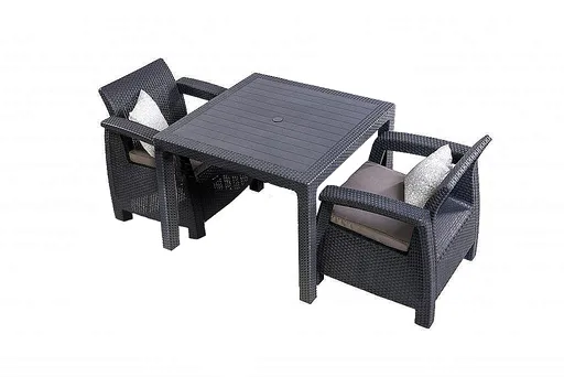 DEOKORK Zahradní ratanová sestava CORFU MINI 1+2 antracit